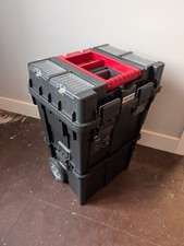 Parkside Modular 2-Tier Tool Box with Handle & Wheels Mobile Storage