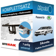 Für Skoda Fabia Stufenheck 99- AUTO HAK Anhängerkupplung abnehmbar + 7polig AHK
