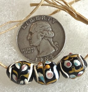 3 AWESOME XS VENETIAN FANCY LAMPWORK BEADS (1860’s-70’s) African Trade Beads
