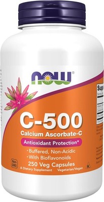 NOW Foods Supplements, Vitamin C-500 Calcium Ascorbate, 250 Veg Capsules
