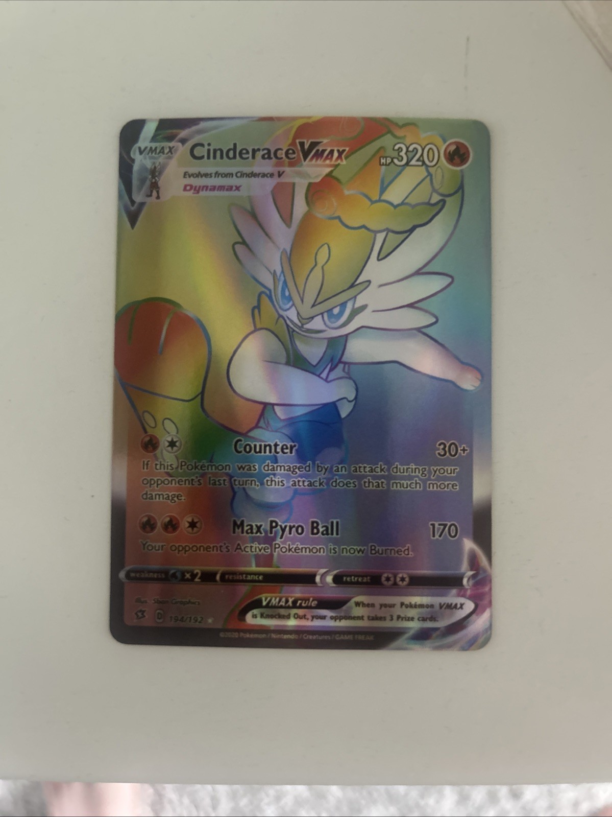Cinderace VMAX (Secret) 194/192 Swsh02: Rebel Clash Holo