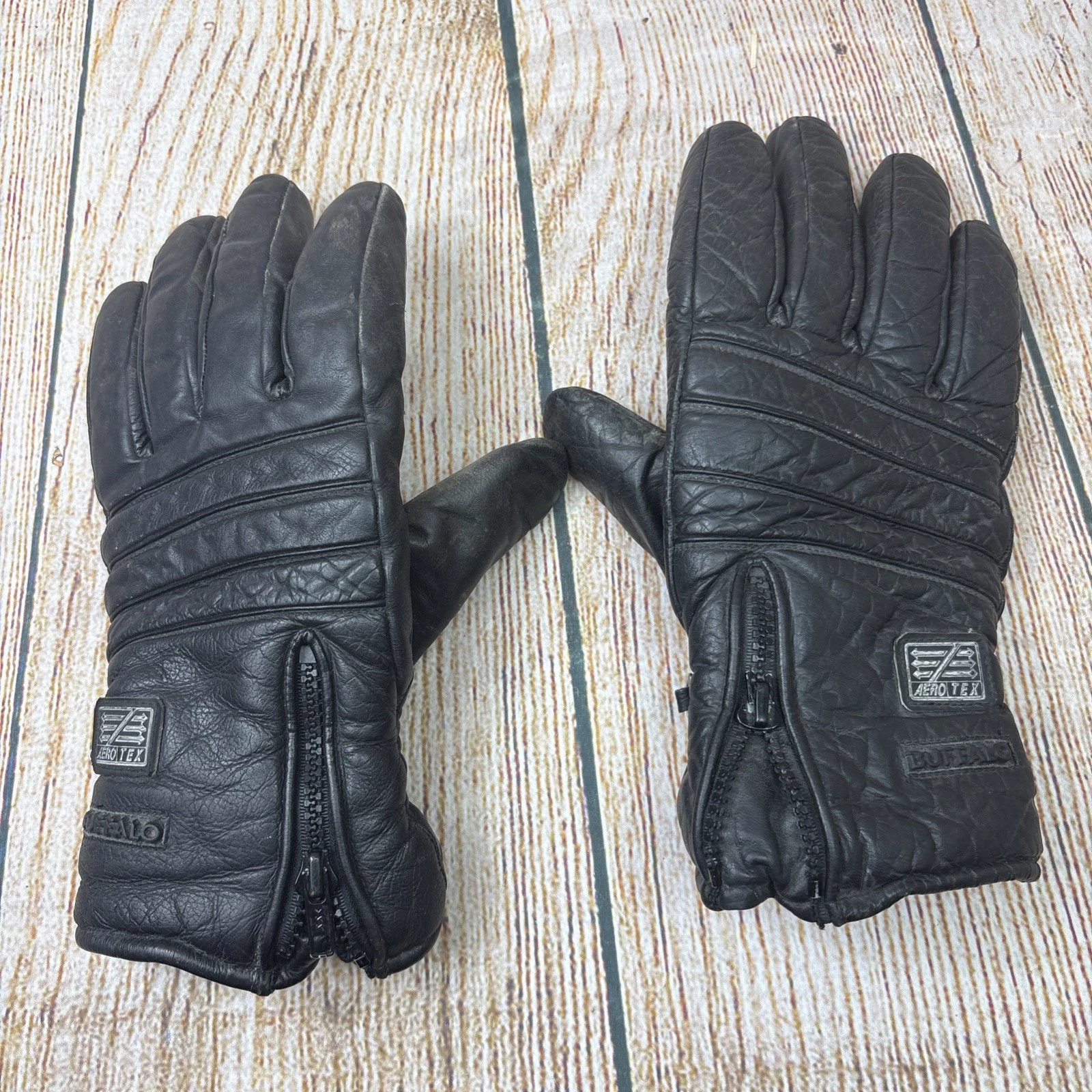 Buffalo Motorcycle Gloves Black Aero Tex Size Medium (M)