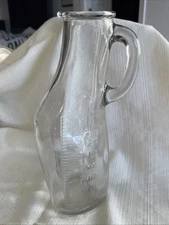 Vintage Glass Hospital Urinal Bottle with Offset Handle Embossed Measuring Units
