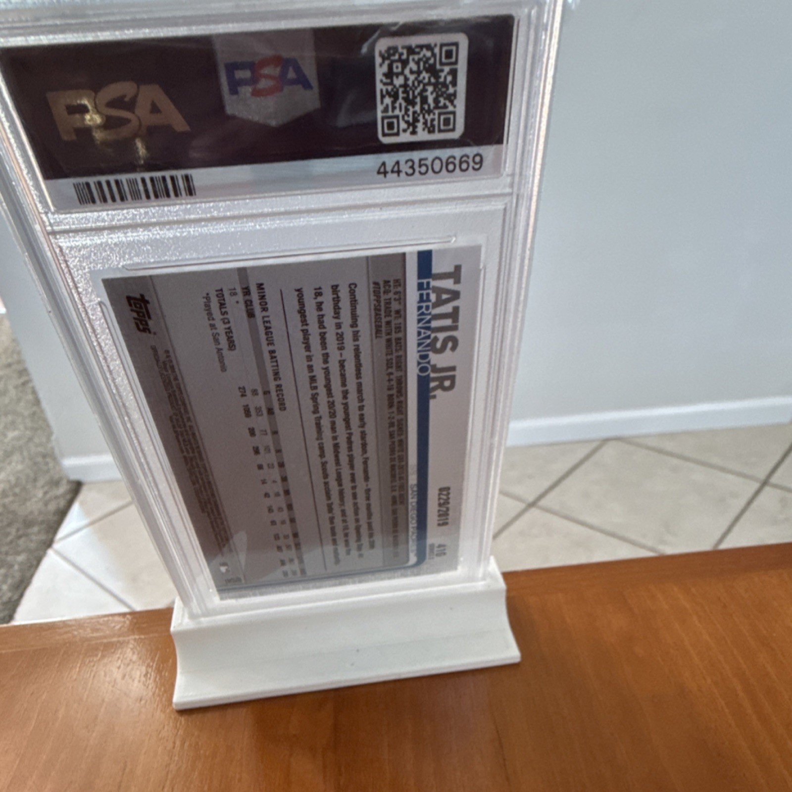 Fernando Tatis Jr. 2019 Topps Gold Rookie -  PSA 10 view 2