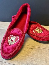 Slippers UK 5  EU 38 Soft Comfortable Cute Red Teddy Bear Heart non slip New
