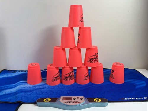 WSSA Speed Stacks Set 12 Blue & 12 Pink Official Cups StackMat Timer Carry WORKS - Picture 3 of 14