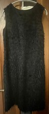 VALENTINO fur sleeveless Dress Women Size 42/8 black Genuine