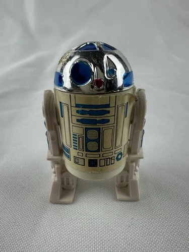 Vintage Star Wars R2-D2 Action Figure Kenner Hong Kong 1977 Chrome Head Clicks