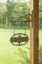Cast Iron Hanging Welcome Sign Outdoor Wall Decor Rustic Vintage Style