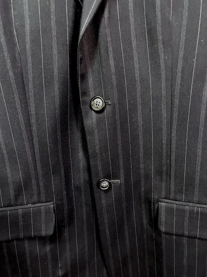 Tuck (It) Men's Suit XL Black W/ Gray Stripes Pants: 40 Waist 32 Length Xlnt - Image 3 of 4