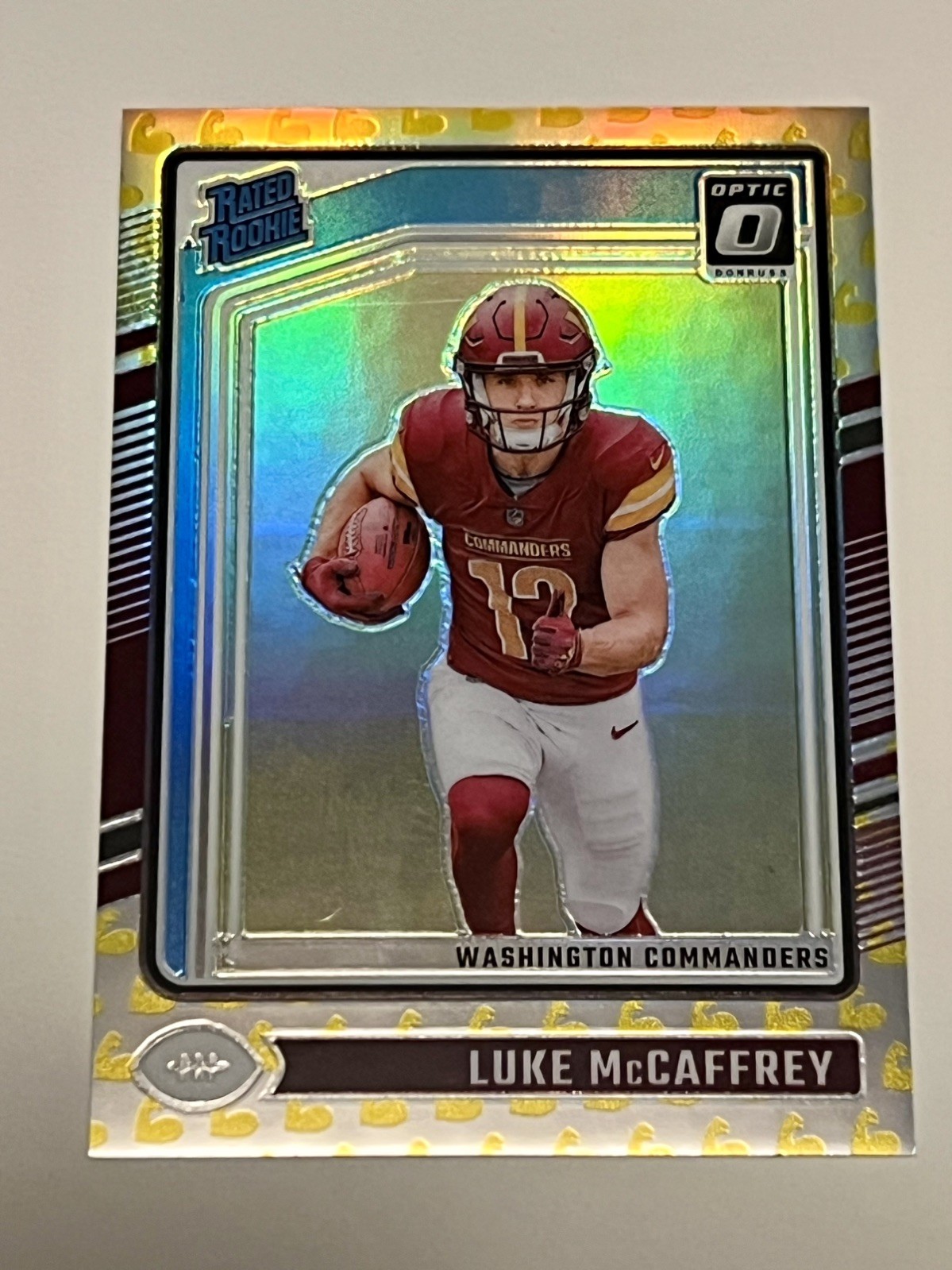 Luke McCaffrey Flex /149 Flex Emoji 2024 Donruss Optic #268 Commanders! #B