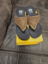 Yellow Box Charm Flip Flops Crochet Woven Boho High Wedge Platform Thong Sandals