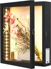 LED Shadow Box Frame 28x30cm Wine Cork Holder Display Case with Lights Memory...