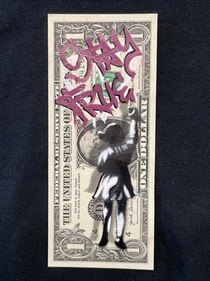 #ad #ad Little Graffiti Girl STAY TRUE 1 Dollar Bill painting Graffiti Art Tattoo Art $87.00