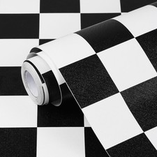 Black and White Contact Paper Checkered Peel and Stick Wallpaper Self Adhesiv...