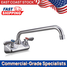 Long Reach 12" Swivel Spout Wall Mount Faucet - 4" Center Commercial Restaurant