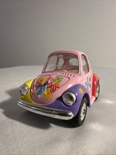 Vintage Hello Kitty Sanrio Kin Toy 2000 Beetle Pull Back Tin Car Metal Y2K