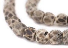 Faceted Grey Bone Beads 14mm Nepal Large Hole 30 Inch Strand