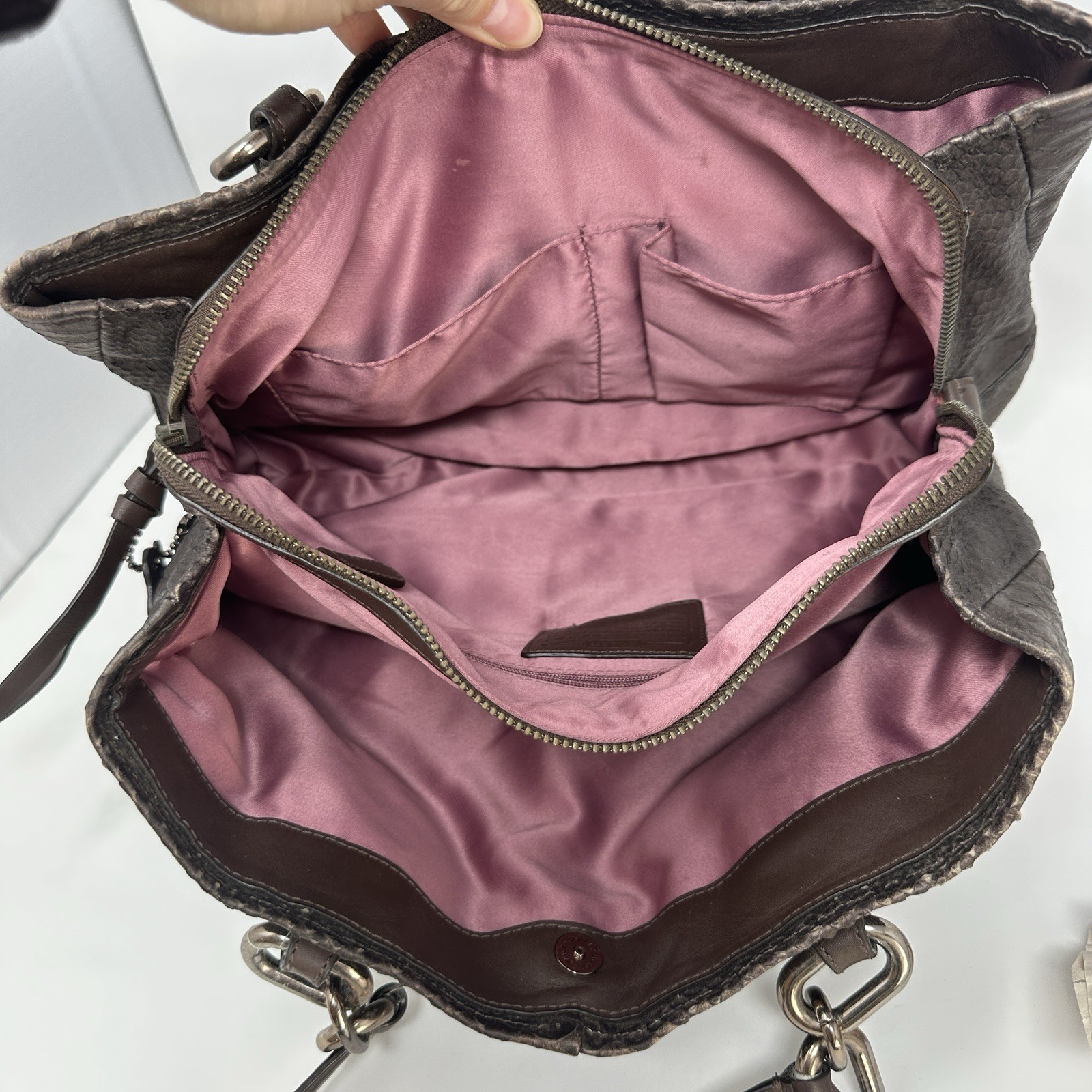 Coach 18741 Brown Bronze Python Embossed Leather … - image 7