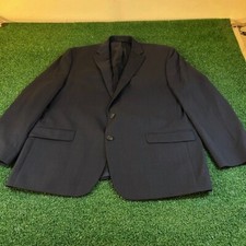Chaps Blazer Sport Coat Two Button Suit Jacket Business Career Wool Blue Men 46R