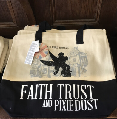 Disney Epcot UK World Showcase Faith Trust and Pixie Dust Tinkerbell Canvas Tote