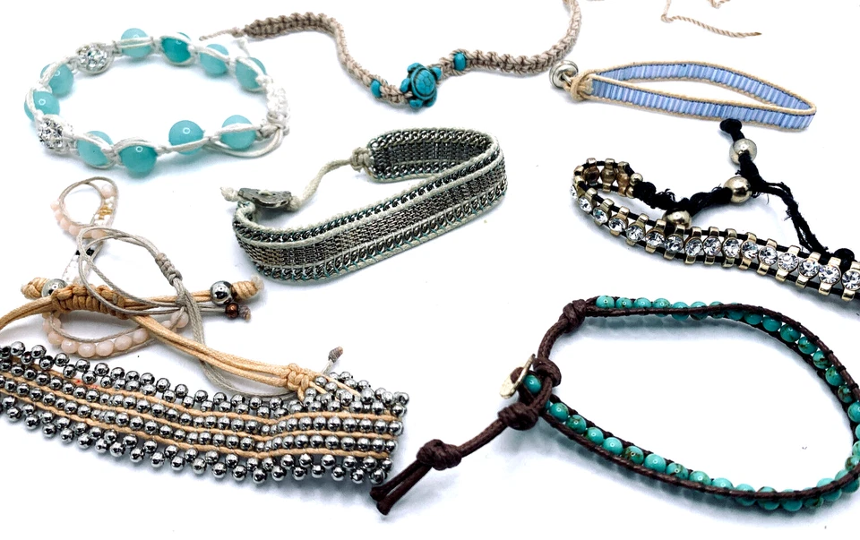 Lote de 8 pulseras ajustables Boho multicolor trenzadas con cuentas Foto 4 de 4