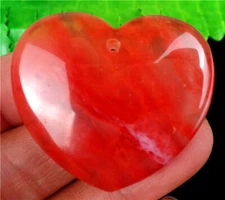 38x34x7mm Red Cherry Quartz Love Heart Pendant Bead AD65447