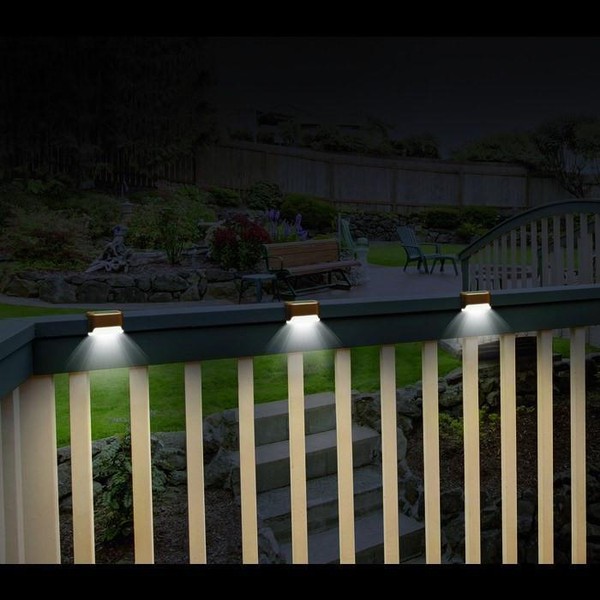 Led Solar Powered Deck Railing Steps Lights 12 Volts Brown 2 Lumen Led Solar Powered Deck Railing Steps Lights 12 Volts Brown 2 Lumen Light