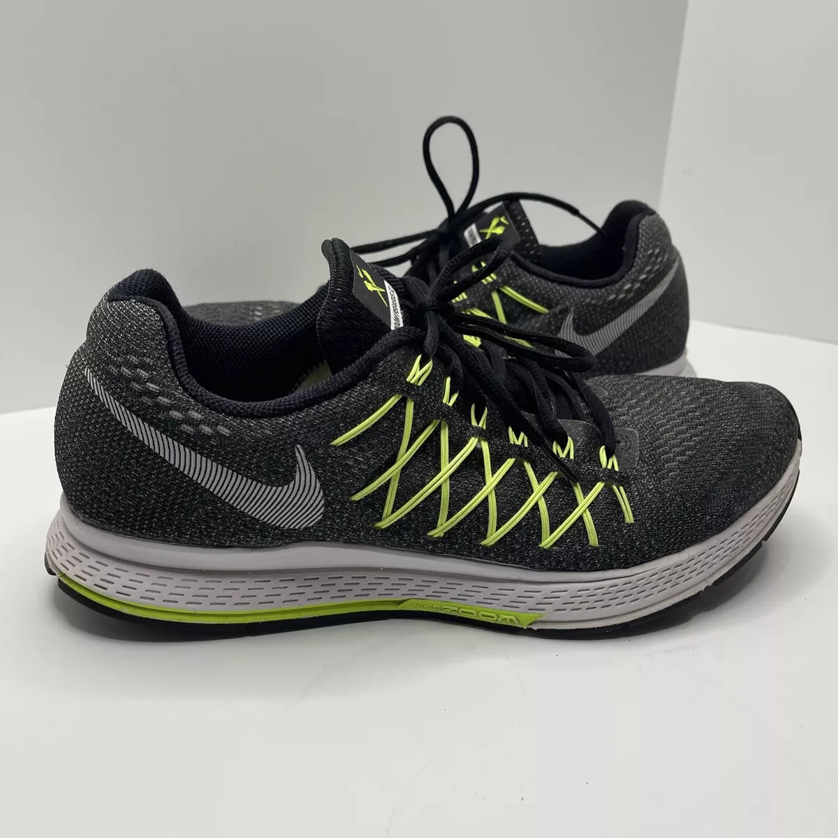 Nike Zoom Pegasus Men's 12 Running Athletic Shoes Dark Gray/Neon Green |