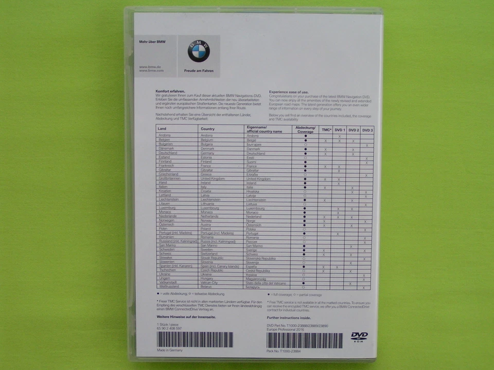 DVD NAVIGATION EUROPA 2016 BMW PROFESSIONAL E60 E61 E70 E72 E81 E84 E90 SA609 - Bild 2 von 4