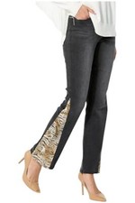 DG2 by Diane Gilman Women's Stretch Printed Inset Bootcut Jean Black