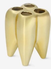 Flying Tiger Ceramic Tooth Toothbrush Holder - Gold