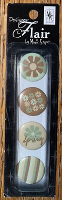 Designer Flair By Magic Scraps- Spring Flowers- 4 Adhesive 3D Scrapbook Stickers