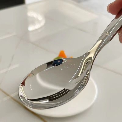 Stainless Steel Round Spoon Net Red Golden Dinner Long Handle Stirring Dessert