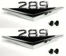 Pair Chrome 289 V8 Fender Emblems w/ Clips For 1964-1966 Ford Mustang