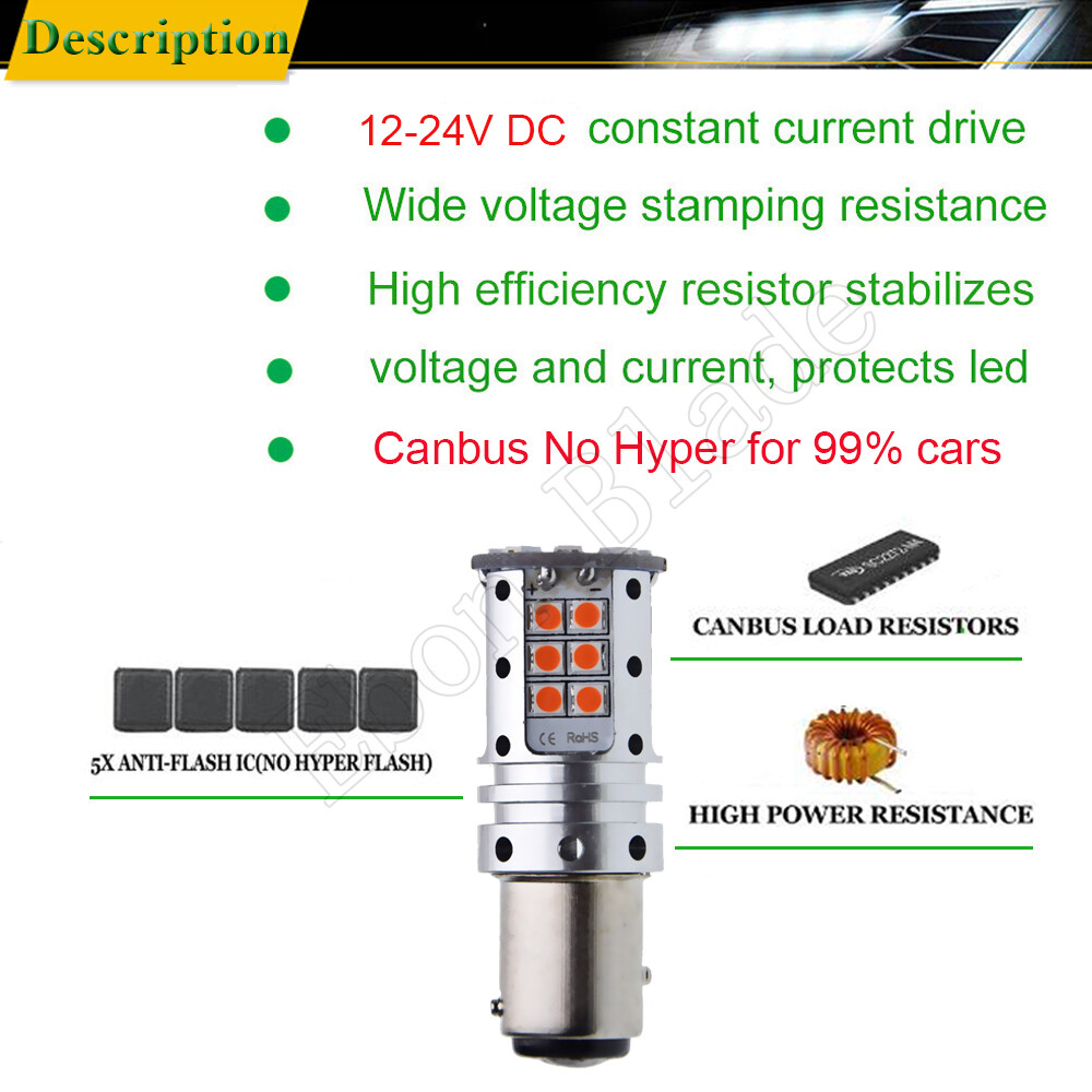 2 X CANBUS No Error 1157 BAY15D P21 5W RED LED BRAKE STOP TAIL LIGHT 2-x-canbus-no-error-1157-bay15d-p21-5w-red-led-brake-stop-tail-light