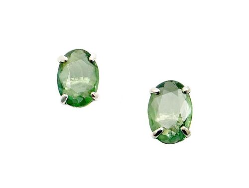 1.10ctw Oval 6x4mm Natural Mined Alexandrite 14k Solid White Gold Stud Earrings