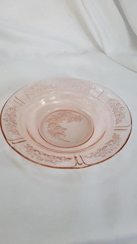 Federal Pink Depression Glass Sharon Rose Flat Soup Bowl 7 3/4" Rimmed excellent
