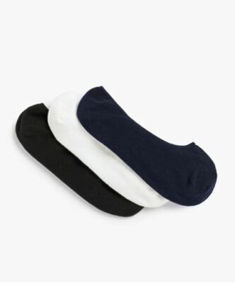 New Talbots 3 Pair No Show Sock Set Navy Blue Black White Womens