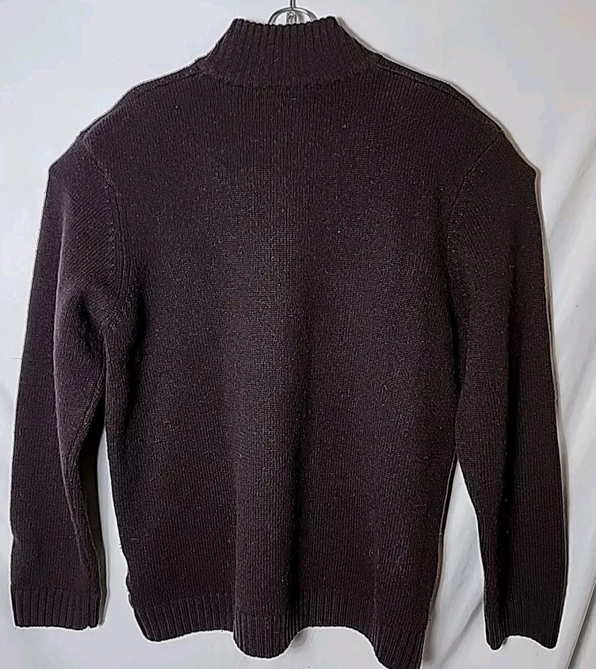 Timberland Hombres XL Marrón 1/4 Cremallera Pullover 100% Lana de Cordero Tejido Manga Larga Suéter Foto 4 de 4