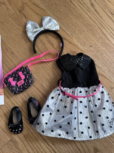 18" Doll - Black Silver Party Dress, Purse, Shoes, Head Band & Pink Belt Justice