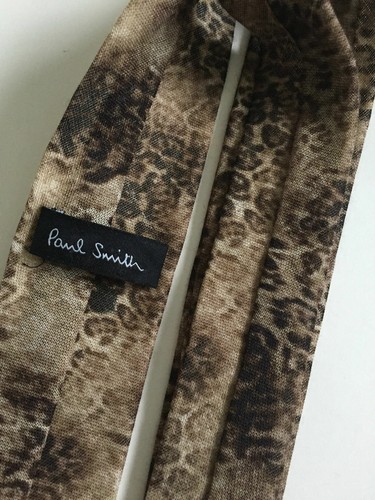 Paul Smith Wool Blend Tie | Leopard Print & Square Cut | Narrow 5cm width - Picture 3 of 4