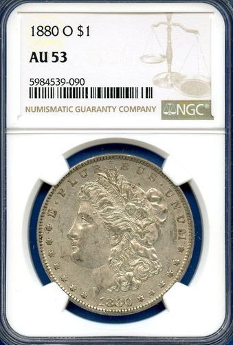 1880 O NGC AU53 Morgan Silver Dollar $1 US Mint Rare Key Date Coin 1880-O AU-53