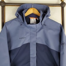 New $349 Mammut Size Xl Womens Gore-tex Hooded Waterproof Jacket Coat Blue Shell