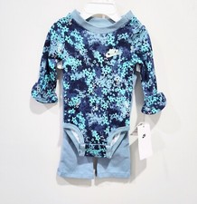 Nike Infant Girls Multi-Color Blue Floral 2-piece Set with Flared Leggings 3, 6M