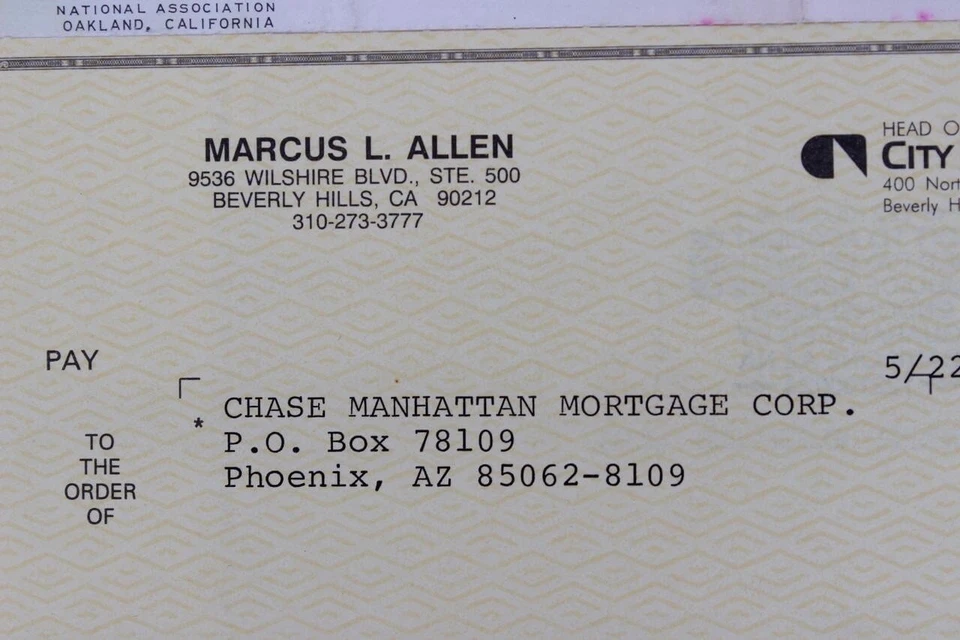 Marcus Allen Signed Check w/David Dalby Signed Check Raiders – COA JSA - Image 3 of 4