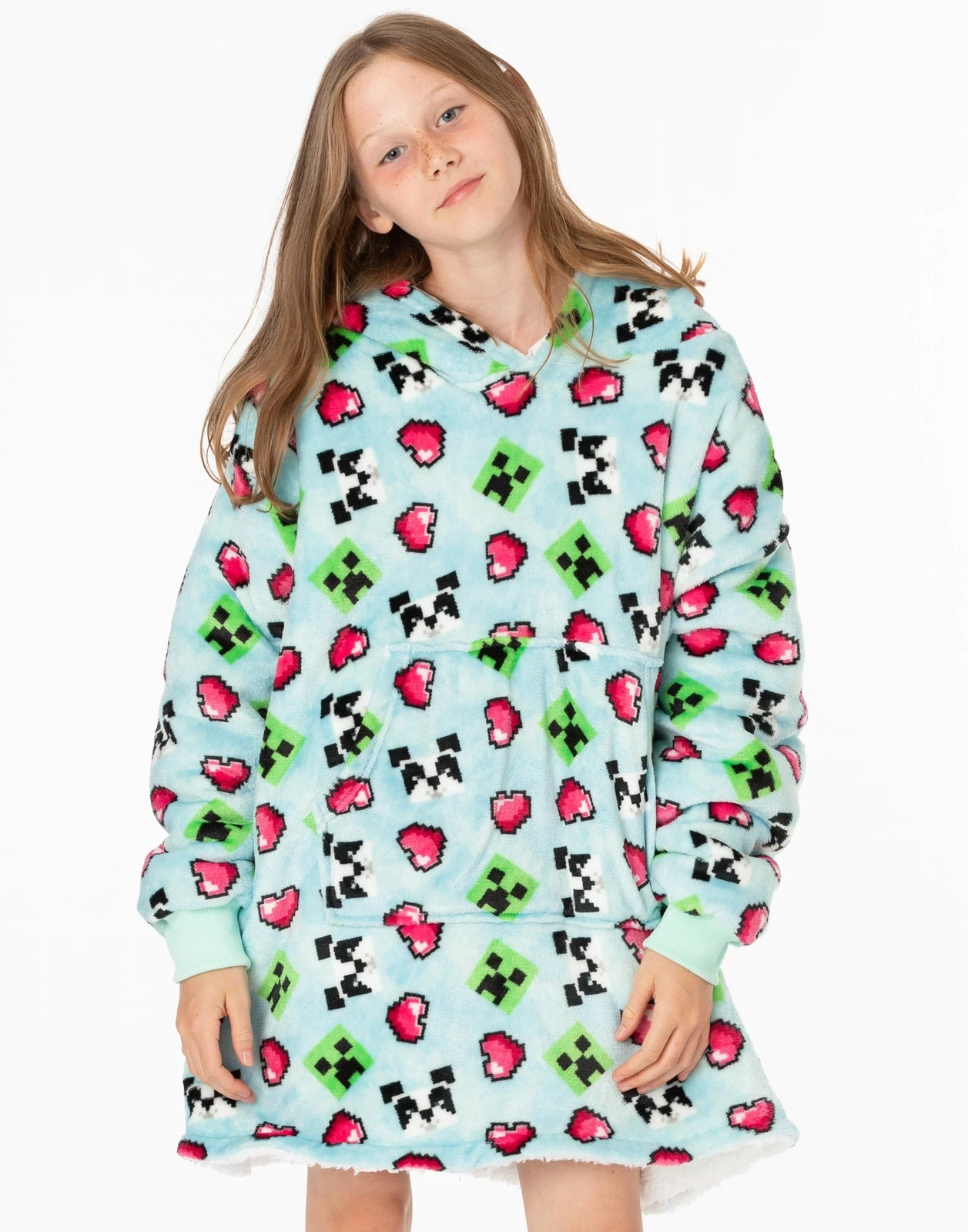 Minecraft Blue Creeper Blanket Hoodie