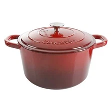 Crock Pot Artisan 5 Quart Enameled Cast Iron Round Dutch Oven, Red