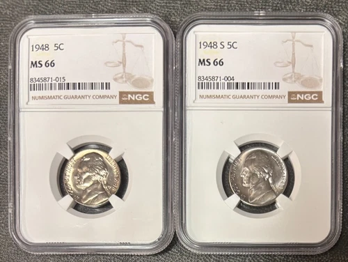 1948/1948-S Jefferson Nickels (MS 66) NGC 2 Coin Set