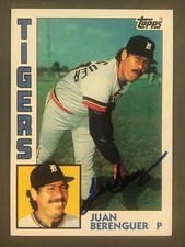 RARE 1984 Topps Juan Berenguer Autographed AUTO Detroit Tigers Signed Blue 